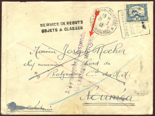 Lettre refoulée pour Nouméa